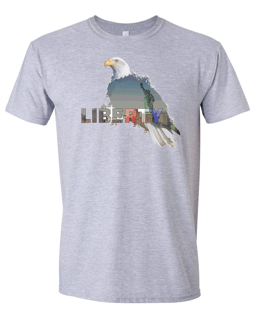 FERAL Liberty Eagle - Patriotic Shirt - Sport Grey